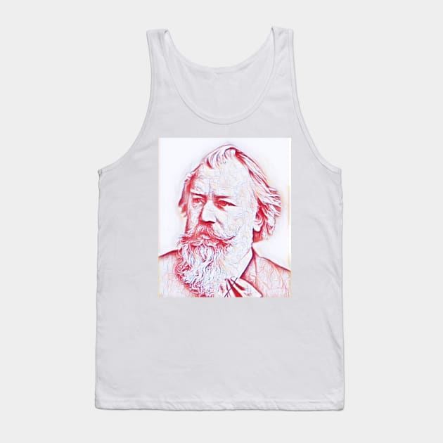 Johannes Brahms Portrait | Johannes Brahms Artwork | Line Art Tank Top by JustLit